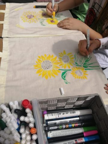 Atelier pictura pe plase, mama-fiica